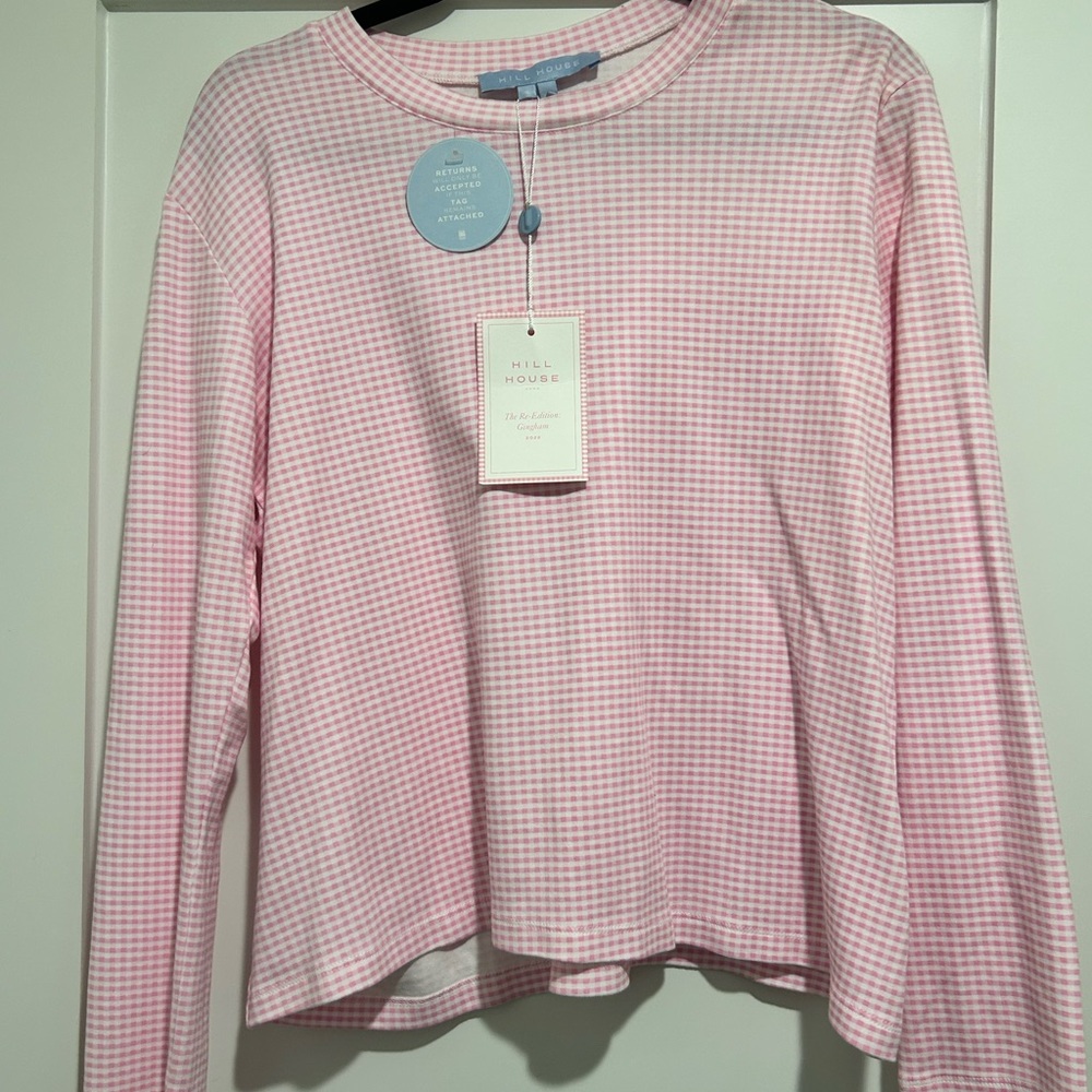 Hill House Ivy House Bubblegum Gingham Sleep Tee size Small 100% Cotton